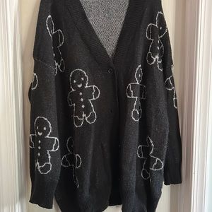 Cute Christmas gingerbread button down cardigan